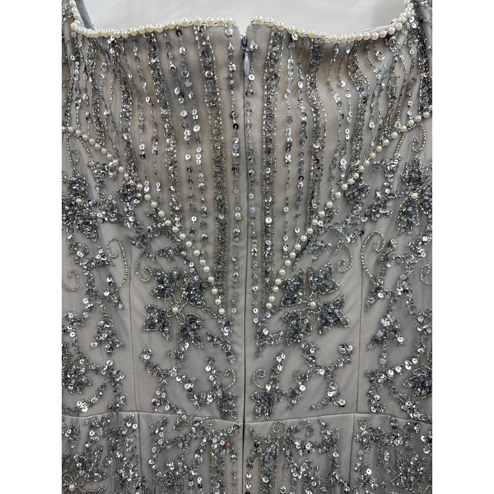 Adrianna Papell Blue Silver Long Formal Gown Dress 12 New Nwt - Picture 11 of 15